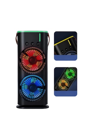 Northcity Rgb Işıklı Spreyli Masa Fanı Çift Motorlu Güçlü Üflemeli Taşınabilir Fan