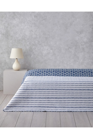 English Home Aquatic Flowers King Size Çok Amaçlı Örtü 240x220 Cm Lacivert Lacivert