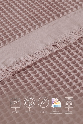 Elart Ruffle Pike Çift Kişilik 220x240 Cm Pudra Pudra