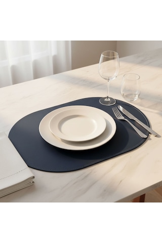 2 Adet Çift Yüz Kenar Dikişli Deri Tam Oval Amerikan Servis Supla 33x44 cm-Kolay Silinebilir Supla