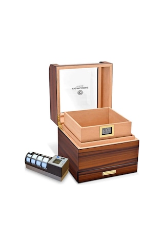 Cigarloong Camlı Katlı Humidor Puro Kutusu Tiger Desen 100s Cigarspa Elektronik Nemlendirme