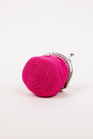 Fabric Craft Bag Bozuk Para Cüzdanı Merserize Pamuk Klipsli Örgü Pembe