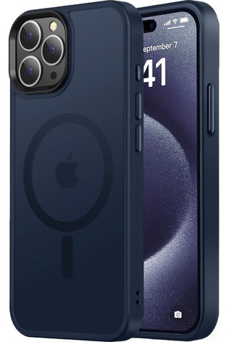 Bix Apple Uyumlu iPhone 15 Magsafe  Kılıf Tam Koruma Manyetik Darbe Emici Gece Mavisi