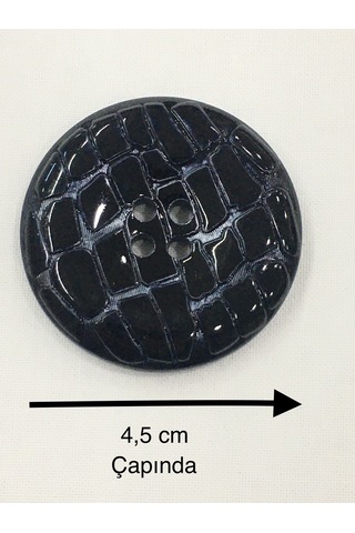 Rugan Düğme Kaban Düğmesi Büyük Boy 4 Lü Set Lacivert 4,5 Cm 5