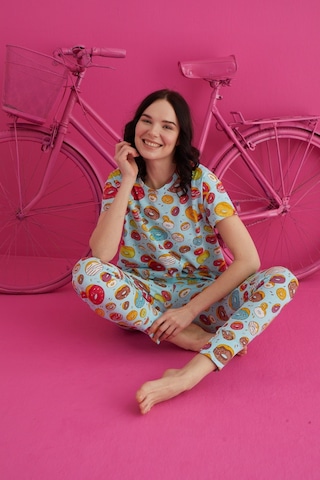 Kadın Baskılı Kısa Kollu Takım Waynap 4130 - Turkuaz