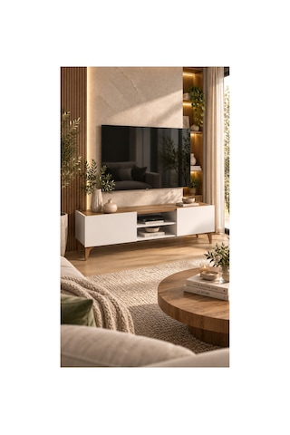 Nover Modern Tv Ünitesi 143 Cm Beyaz- Atlantik Çam - 920184114 Atlantik Çam