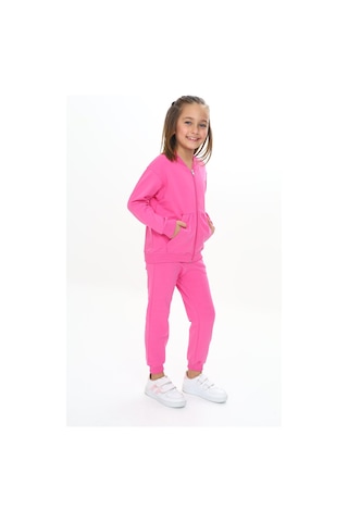 Toontoy Kids Toontoy Kız Çocuk Kanguru Cepli Göğsü Baskılı Eşofman Takım Fuşya