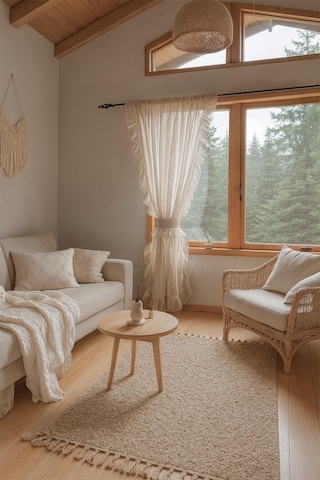 Fırfırlı Tül Perde Tek Kanat Romantik Volanlı Bağlamalı Taş