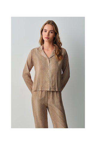 Suwen Wild Gömlek Yaka Pijama Takımı Wsh105101531464 Bambi Desenli