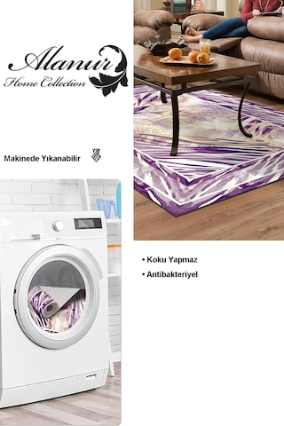 Dekoreko Kaymaz Taban Djt Salon Halısı Trend Modern 728 Mürdüm