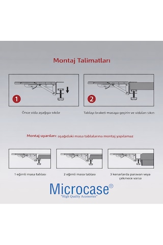 Microcase Döner Ve Katlanabilir Tasarım Masaya Monte Kol Dayama Standı Al5449 Siyah Logosuz