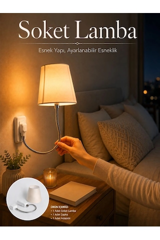 Soket Lamba Yatak Başı Işığı Ayarlanabilir Boyunlu Çok Renkli