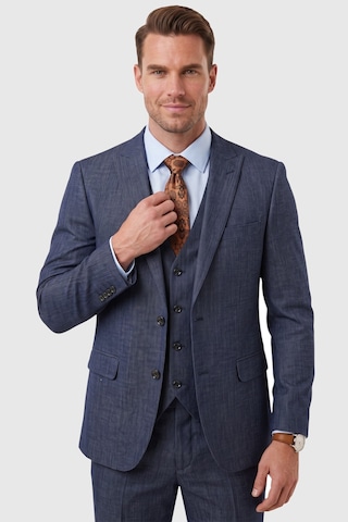Rizzup Koyu Lacivert 3 Parça Slim Fit Yelekli Erkek Takım Elbise Çift Yırtmaçlı Modern Kesim 2601631