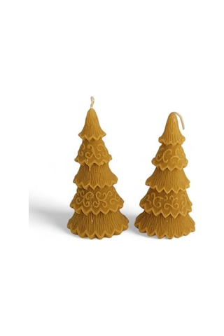 Bal Mumu Çam Ağaçlı İki'li Mum Seti Sarı