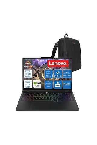 Lenovo Legion Pro 5 16ADR10 83LT005RTRF05 R9-8940HX 16 GB 4 TB SSD RTX5060 8 GB 16" Free Dos Dizüstü Bilgisayar + Zetta Çanta