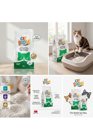 Cat Boom Yasemin Kokulu İnce Taneli Topaklanan Kedi Kumu 10 Lt X 2 Adet