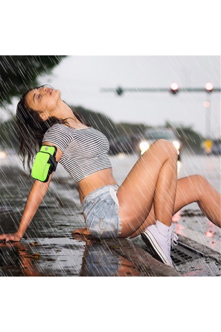 Mufunye Su Geçirmez Spor Kol Çantası - Koşu, Bisiklet, Kamp İçin Evrensel Telefon Koruması Yeşil Yeşil