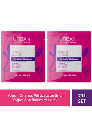 Intense & Keratin Aşırı Yıpranmış Ve Cansız Saçlara Özel Duş Öncesi Saç Bakım Maskesi 2x50ml-vegan
