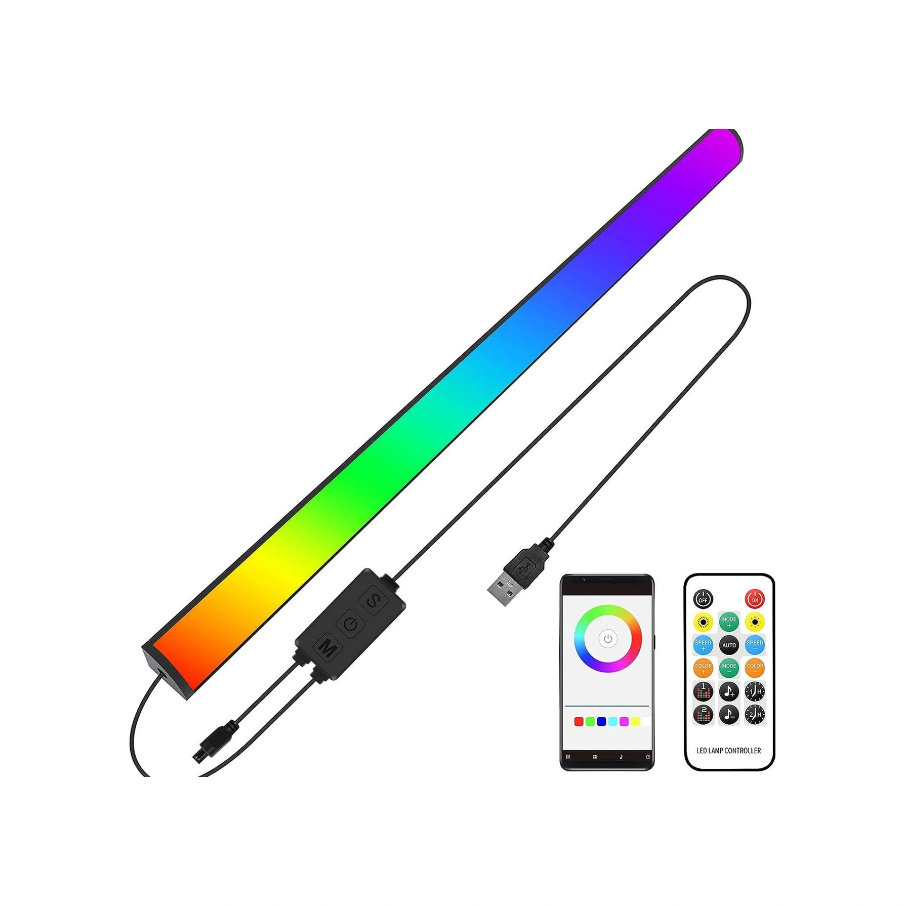 Fosenze Rgb Renkli Mikrofonlu Klavye Işığı, Kumandalı Kontrol, Sesle Etkileşimli, Çift Renk Sıcaklığı, Ekran Arka Işığı, Tek Adet Diğer