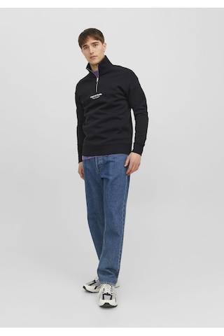 Jack & Jones Dik Yaka Yarım Fermuarlı Sweatshirt - Vesterbro 12241777 Black Yeşil