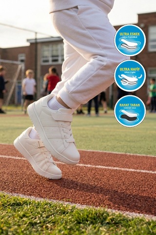 Cool Beyaz Cırtlı Hafif Erkek Çocuk Sneaker Cooper F