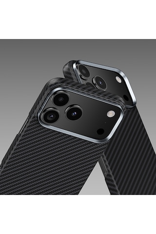 Apple Uyumlu iPhone 17 Kılıf Benks M-safe Şarj Metal Kamera Çerçeveli Armorair 600d Kevlar Fiber Siyah