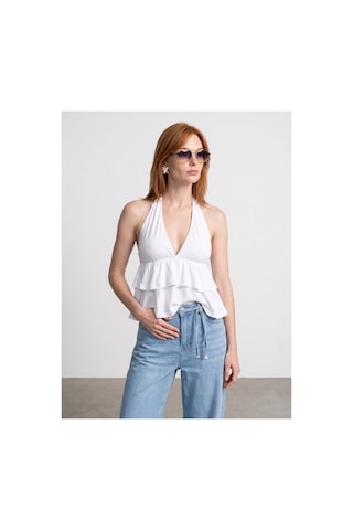Dilvin 33017 Lyocell Halter Top-beyaz-16462