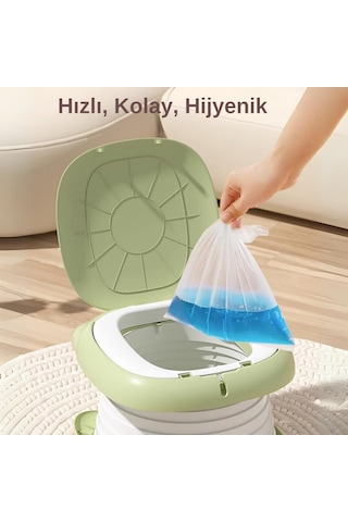 Cat Potty Katlanabilir Çocuk Tuvaleti, Çok Fonksiyonlu Taşınabilir Alıştırma Lazımlığı Yeşil