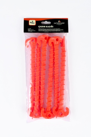 İntercamp 6' Li 24 Cm Çadır Kazığı, Çakma Kazığı, Çadır Sabitleme Kazığı, Kancalı Kazık, Plastik Çok Renkli