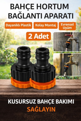 Musluk Adaptörü 1/2'' - 3/4'' Bahçe Sulama Musluk Ucu Bağlantı Aparatı 2 Adet Universal Uyum 1