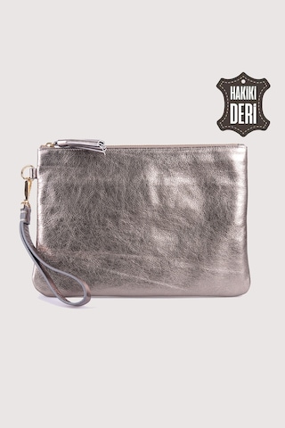 Hakiki Deri Kadın Clutch Çanta 9121 Gri