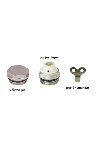 Purjör - Purjör Anahtarı ve Tapa Radyatör Havlupan Montaj Set Beyaz