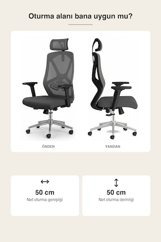Upstyle Meltem Başlıklı Kumaş Ergonomik Çalışma Koltuğu Gri 66 125 65 Cm