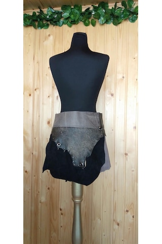 Bohem Stil Boho Antik Zımba Tasarım Süet Detaylı Hakiki Deri Kemer 82cm-97cm -8836 Çok Renkli