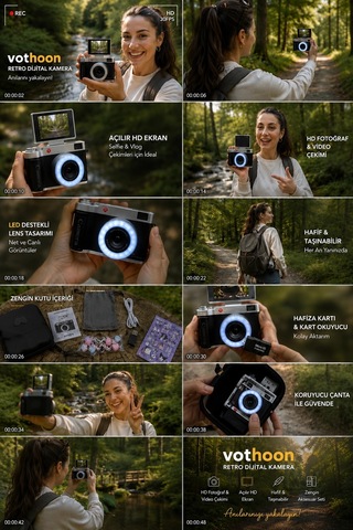 4k Çantalı Dijital Video Kamera 48mp 16x Zoom Işıklı 32gb Kart Dijital Fotoğraf Makinesi Pembe