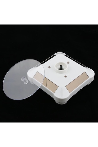 Trendooze Takı Tabla Standı Led Işık İçin Güneş Enerjili Ekran Döner Döner Beyaz Rh