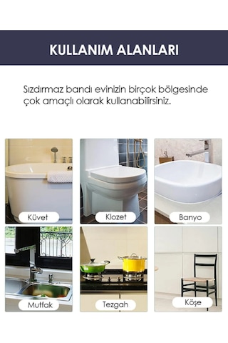 3.2 Mt Su Sızdırmaz Geçirmez Bant Lavabo Küvet Tezgah Kenar Bandı Banyo Mutfak Pencere Yalıtım Bandı Beyaz