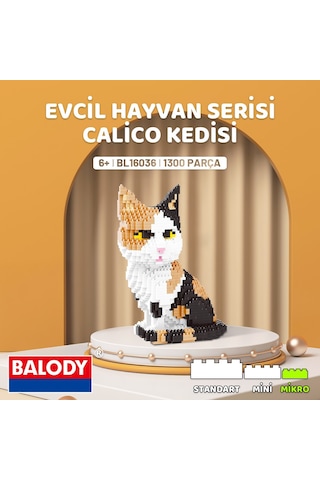 Balody Evcil Hayvan Serisi Calico Kedisi Bl16036 Mikro Blok Yapı Oyuncakları Seti