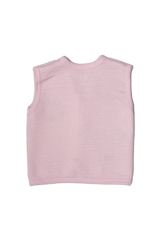Babysena Ayıcık Nakışlı Pembe Kız Bebek Penye Yelek Pembe