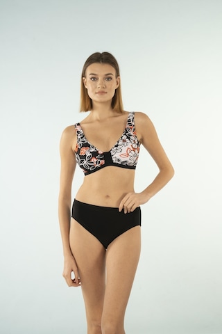 Estiva Desenli Luplu Toparlayıcı Bikini Takımı - Siyah Beyaz Çok Renkli