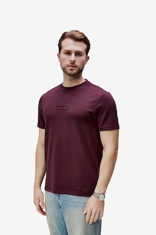 Canary Bordo Bisiklet Yaka Gofre Baskılı Modal Kumaş Standard Fit Erkek Tshirt Bordo