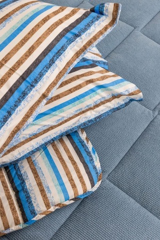 Sherpa Peluş Çift Kişilik Lastikli Çarşaflı Comforter Set Mavi