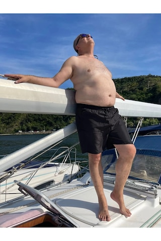 Miami Beach Erkek Büyük Beden Siyah Hızlı Kuruyan Kumaş Tek Arka Cepli Standart Boy Mayo Deniz Şortu Siyah