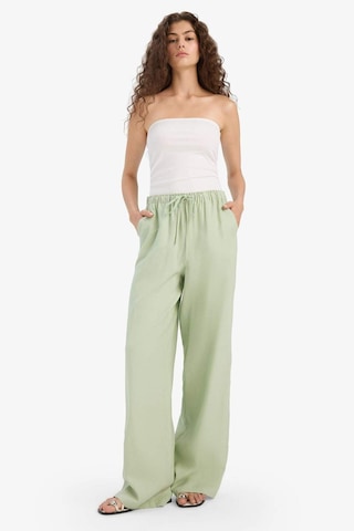 Defacto Wide Leg Çift Cepli Beli Lastikli Standart Boy Keten Karışımlı Pantolon E1981ax25smgn953 Yeşil