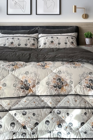 Alla Turca 4 Yastık Kılıflı Çift Taraflı Desenli Uyku Seti-kanaviçe Antrasit