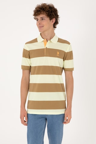 U.S. Polo Assn. Erkek Regular Fit Haki Polo Yaka Çizgili Tişört 50306827-VR027