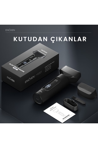 Enchen Ms001 Siyah Dijital Ekranlı Ultra Yakın Kesim Folyo Başlıklı Şarjlı Tıraş Makinesi