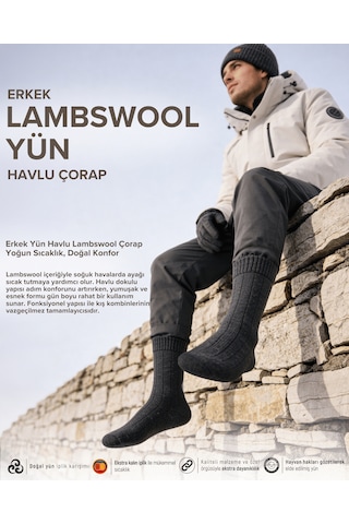 Bolero E99 Erkek Yün Havlu Lambswool Çorap Antrasit Gri