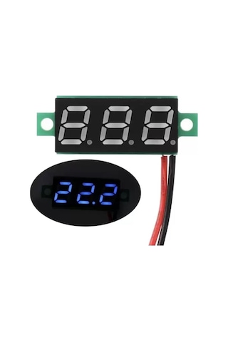 0.28 inç 3.5-30V İki Kablolu DC Mavi Voltmetre