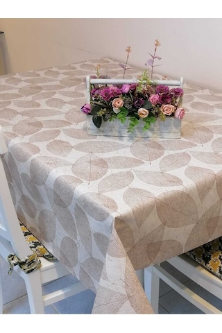 Elyaflı Pvc Muşamba - Desenli Silinebilir Masa Örtüsü 02mrl165a Kahve